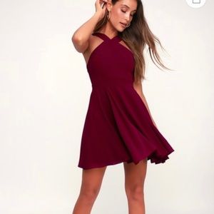 Lulus WORN ONCE burgundy skater dress